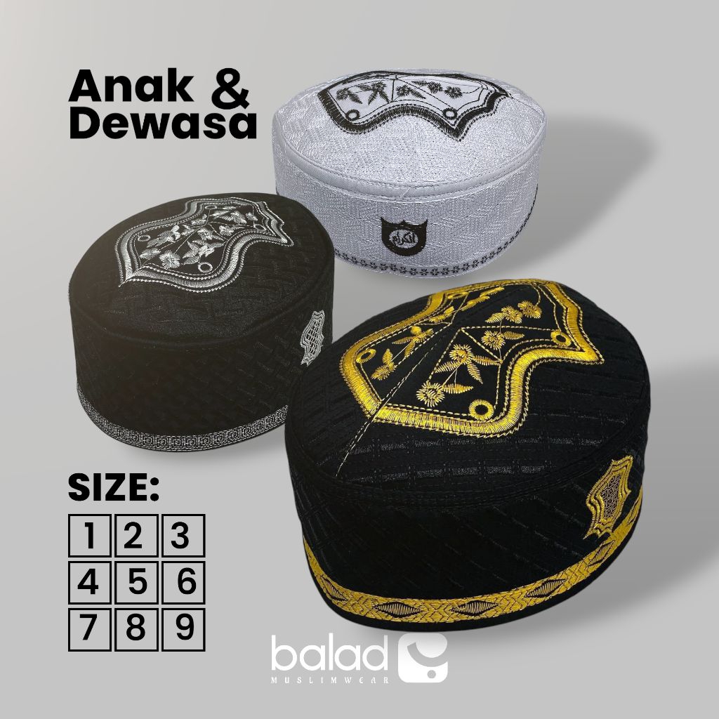 Songkok Bordir Motif Terompah Logo Kopiah Anak Peci Dewasa