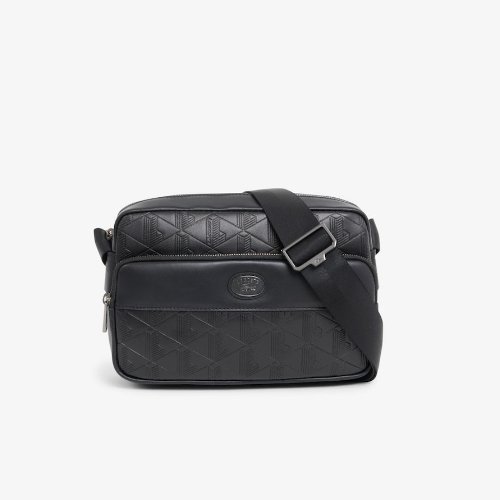 Lacoste Men's Monogram Leather Reporter Bag Tas Selempang Pria