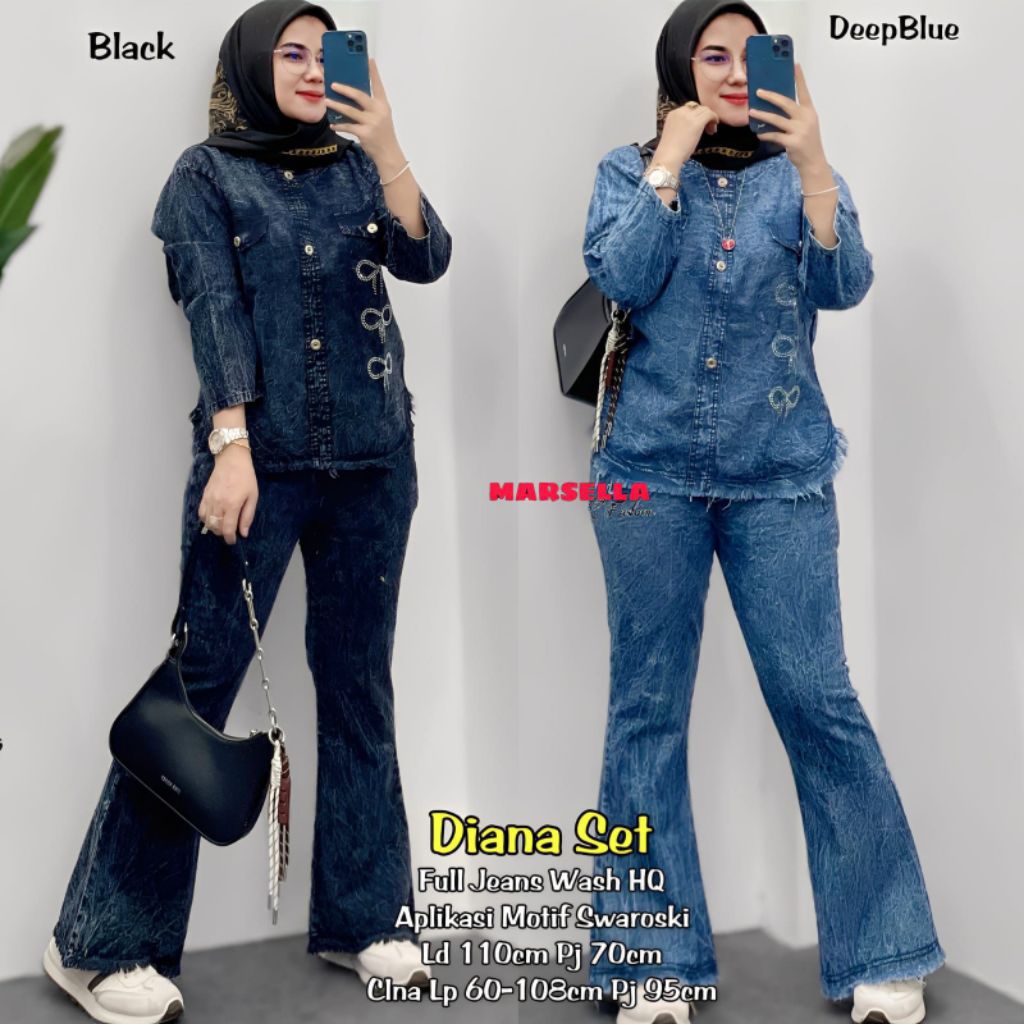 100 % Original Free COD Diana Setelan • Jeans Wash Setelan • Setelan Jeans • Setelan Baju Wanita • S