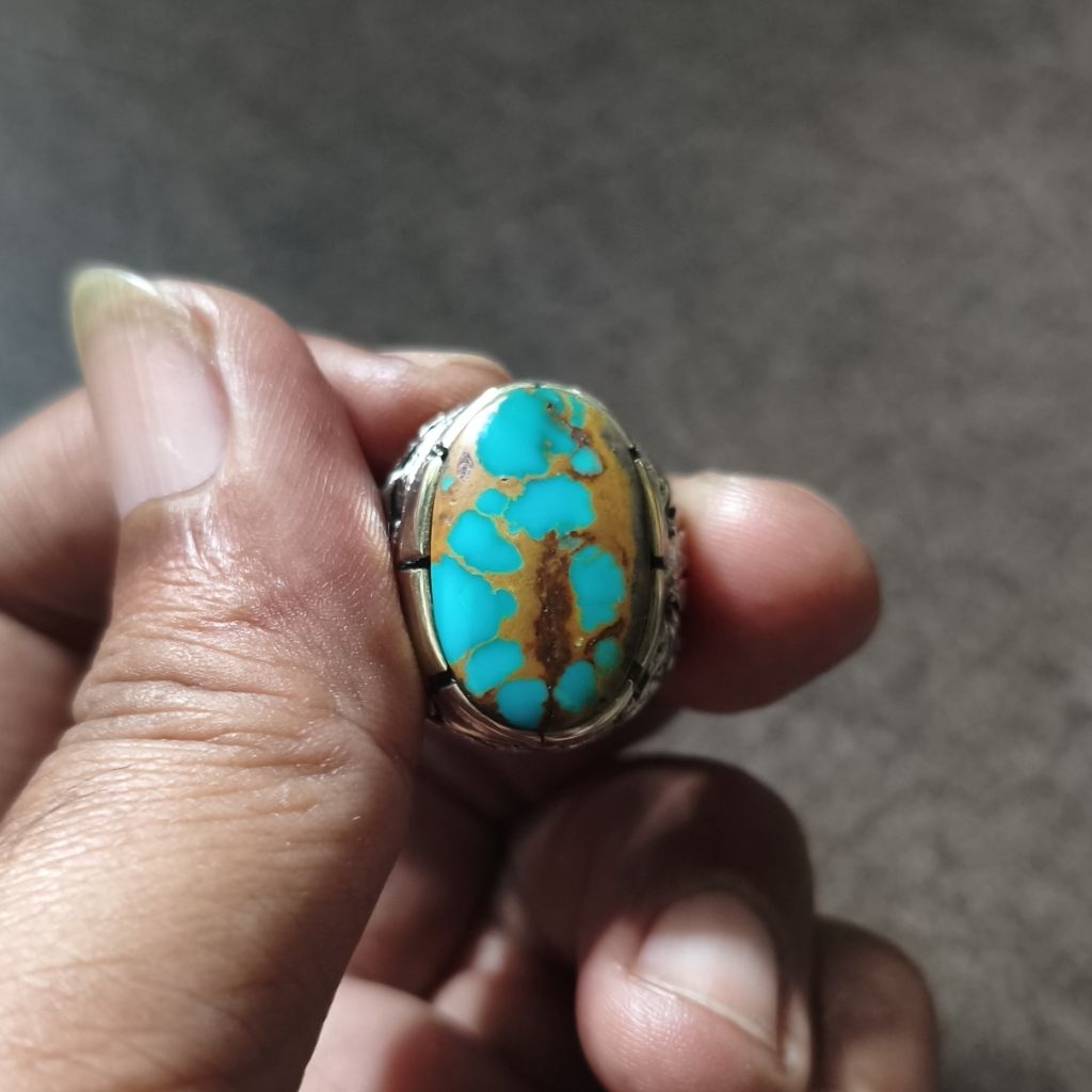 Cincin Pirus Persia Ceplok Biru