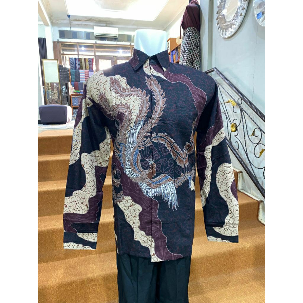 KEMEJA BATIK ALUSAN / BATIK KERJA/HEM PANJANG BATIK MURAH MODERN ANAK MUDA / BATIK NAVY BIRU DONGKER