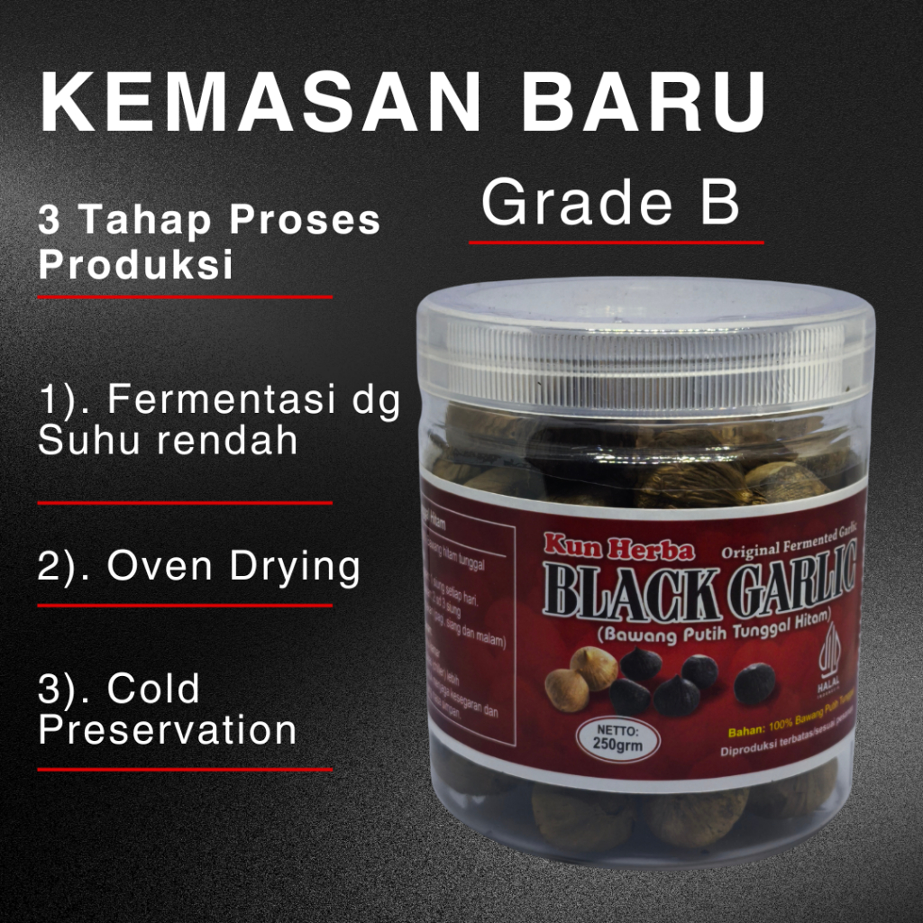 Bawang Putih Hitam Tunggal 250 Gr | Grade B Khasiat Sama Persis
