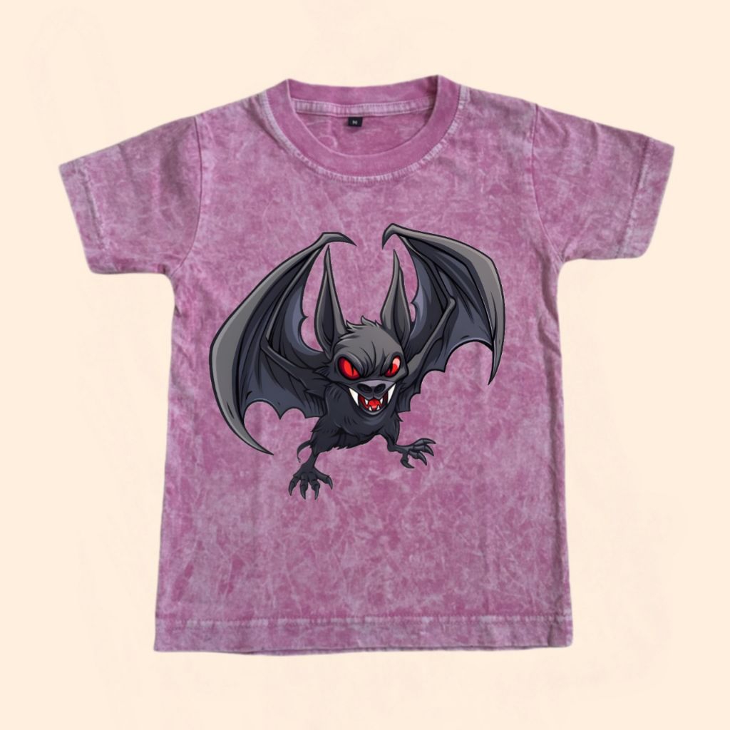 Kaos anak Washed hewan kelelawar FREE CETAK NAMA