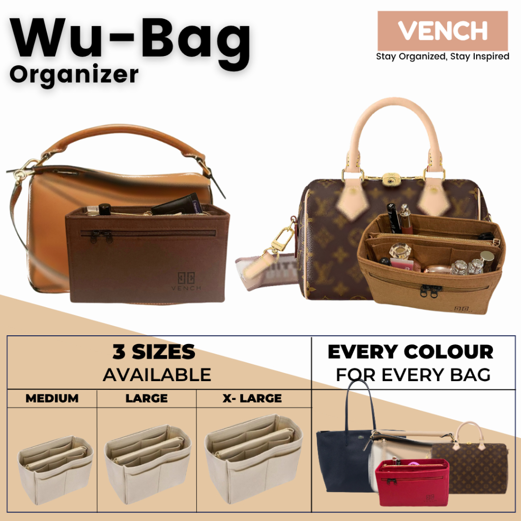 Wu-Bag 2IN1 Dual in Bag Organizer For Tote Bags / LV MM and Speedy Tote Bag / Insert Bag / Inner Bag