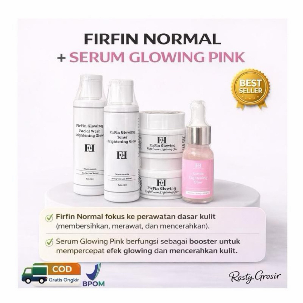 FIRFIN NORMAL + SERUM PINK GLOWING UNTUK WAJAH SEMAKIN GLOWING