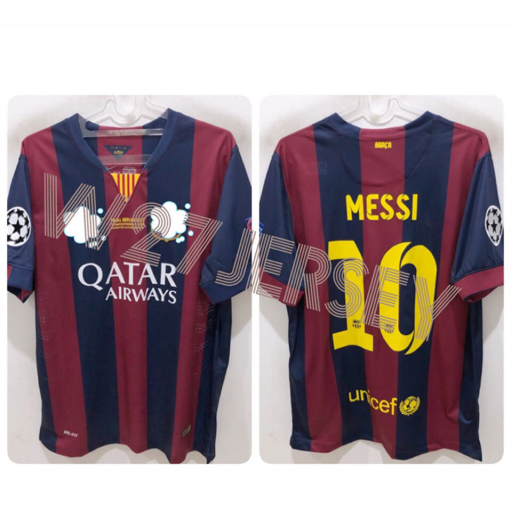 JERSEY RETRO - BARCELONA HOME FINAL BERLIN 2015 name player Messi + Patch UCL