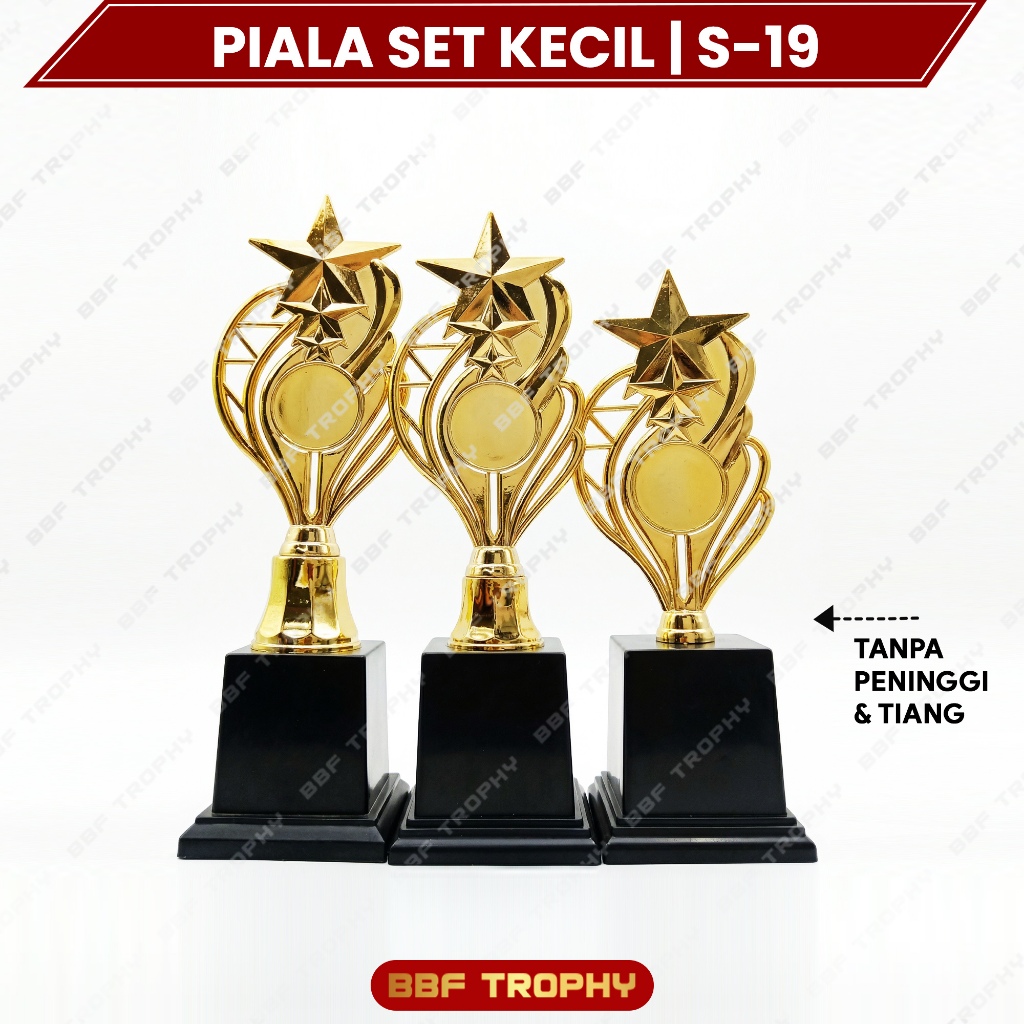 Piala Set Kecil 3 PCS Model S-19 Juara 1-2-3 Trophy Lomba Kejuaraan Penghargaan Hadiah Tropi Murah