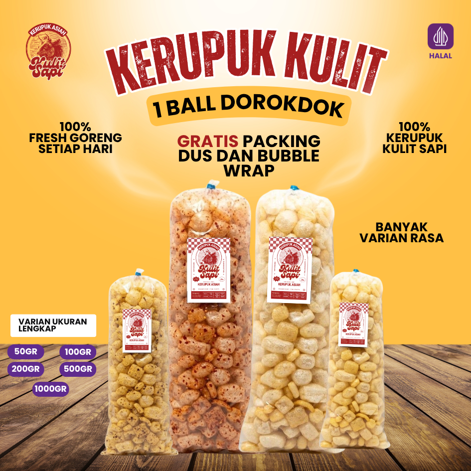 Kerupuk Kulit Sapi 1 KG 1 ball | Kerupuk dorokdok Jangek Kulit Sapi 1KG ball