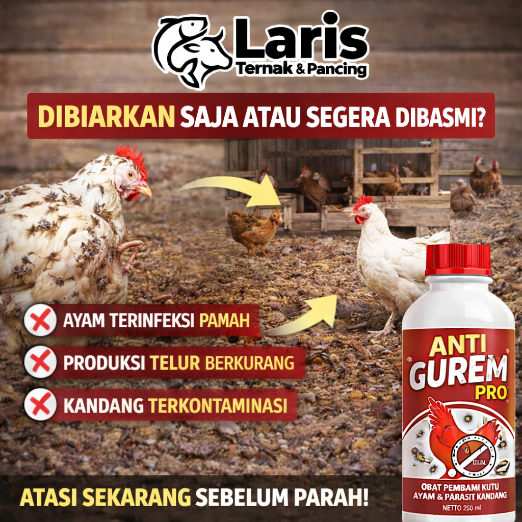 Pembasmi Kutu Ayam & Gurem Kandang | Obat Tungau Ayam Ampuh | Anti Gurem PRO 250ml