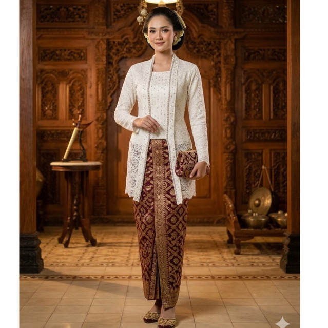 KEBAYA KUTU BARU PAYET BROKAT PUTIH