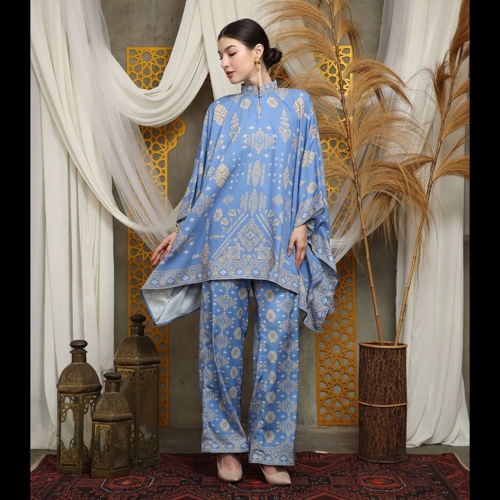 Baju Setelan Wanita | Setelan Biru | Setelan Modern | Setelan Premium | Setelan Jumbo | One Set Wani