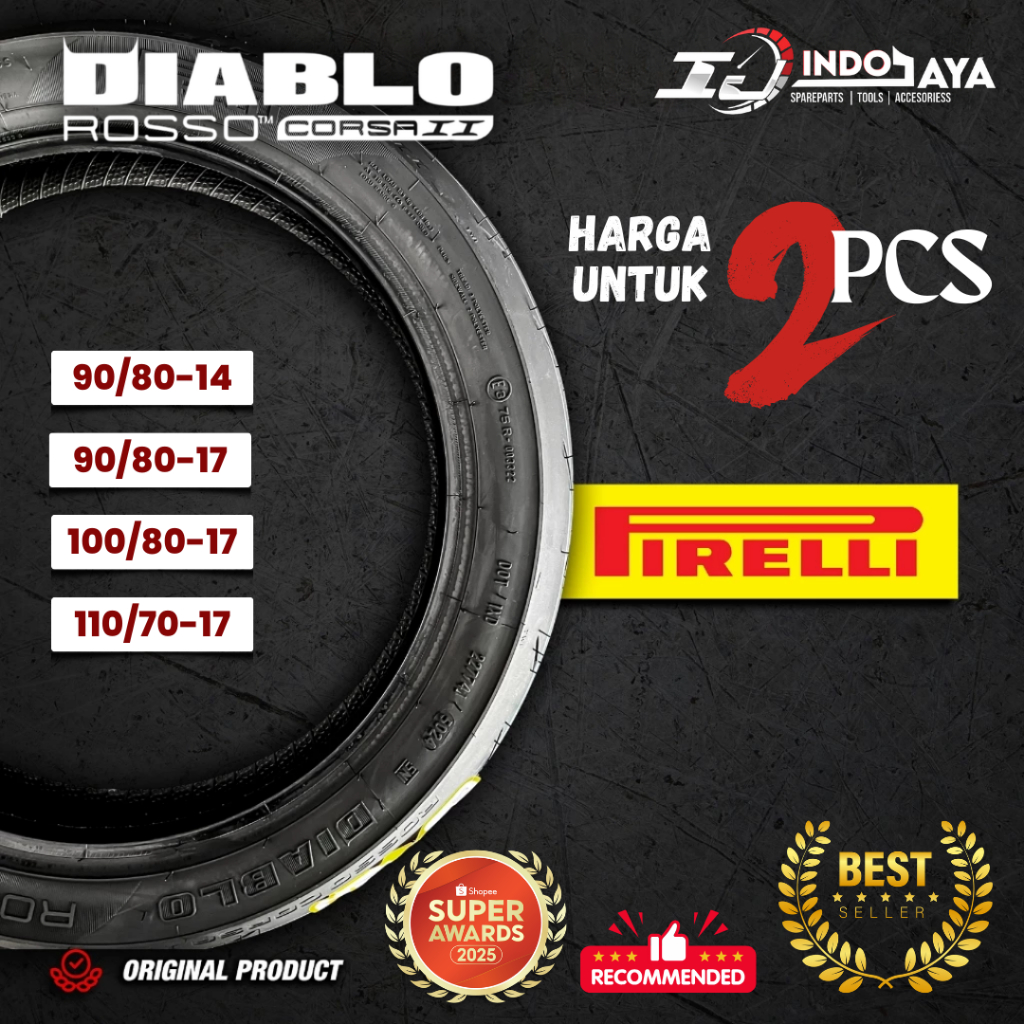 [SEPASANG MURAH] BAN PIRELLI DIABLO ROSSO CORSA 2 ( 90/80-14 - 90/80-17 - 100/80-17 - 110/70-17 ) SO