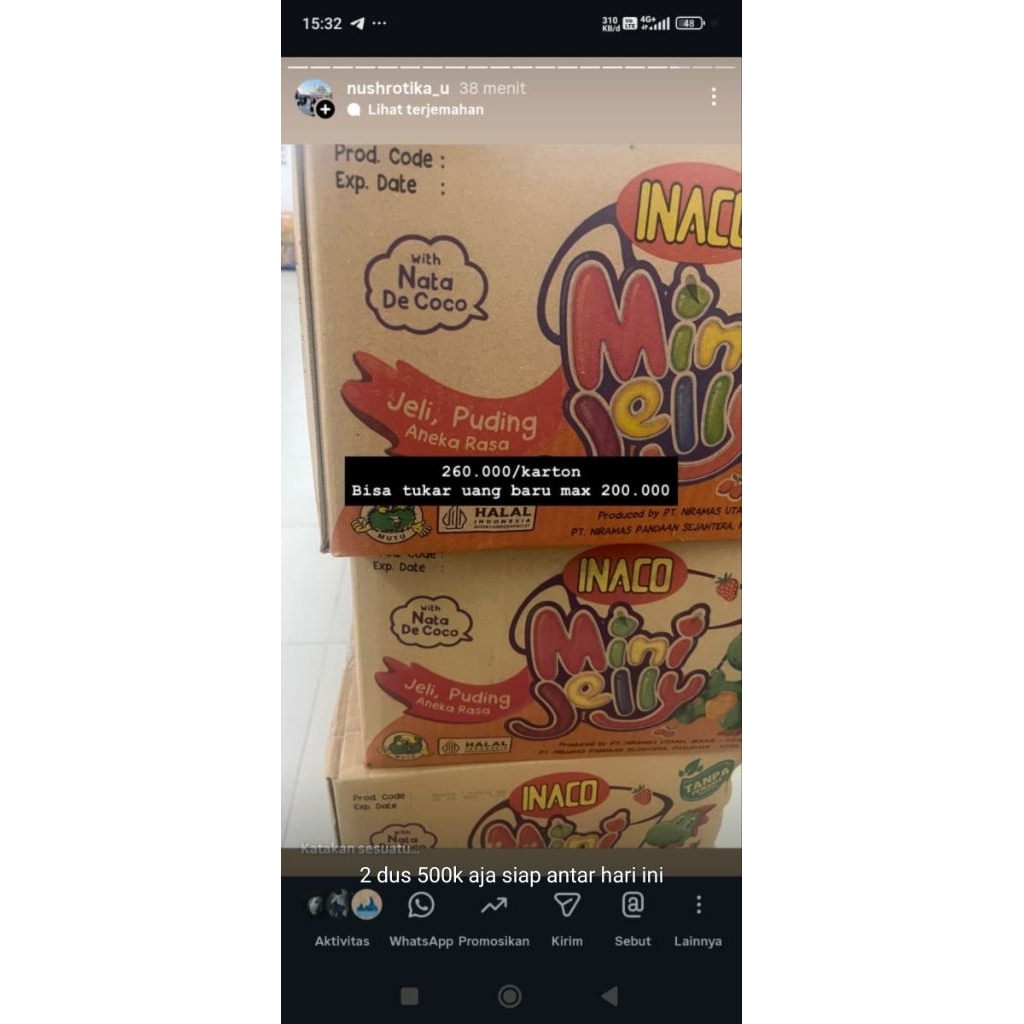 Jelly Agar Agar Inaco 10kg - Rasa Buah Segar, Tanpa Pengawet, Cocok untuk Semua