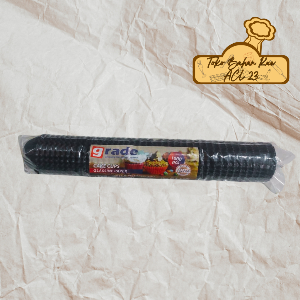 Cup Kertas Hitam Kilat/Paper Cup Hitam Glassine/Cup Kertas Nastar/Kertas Kue Nastar 5.5cm Grade