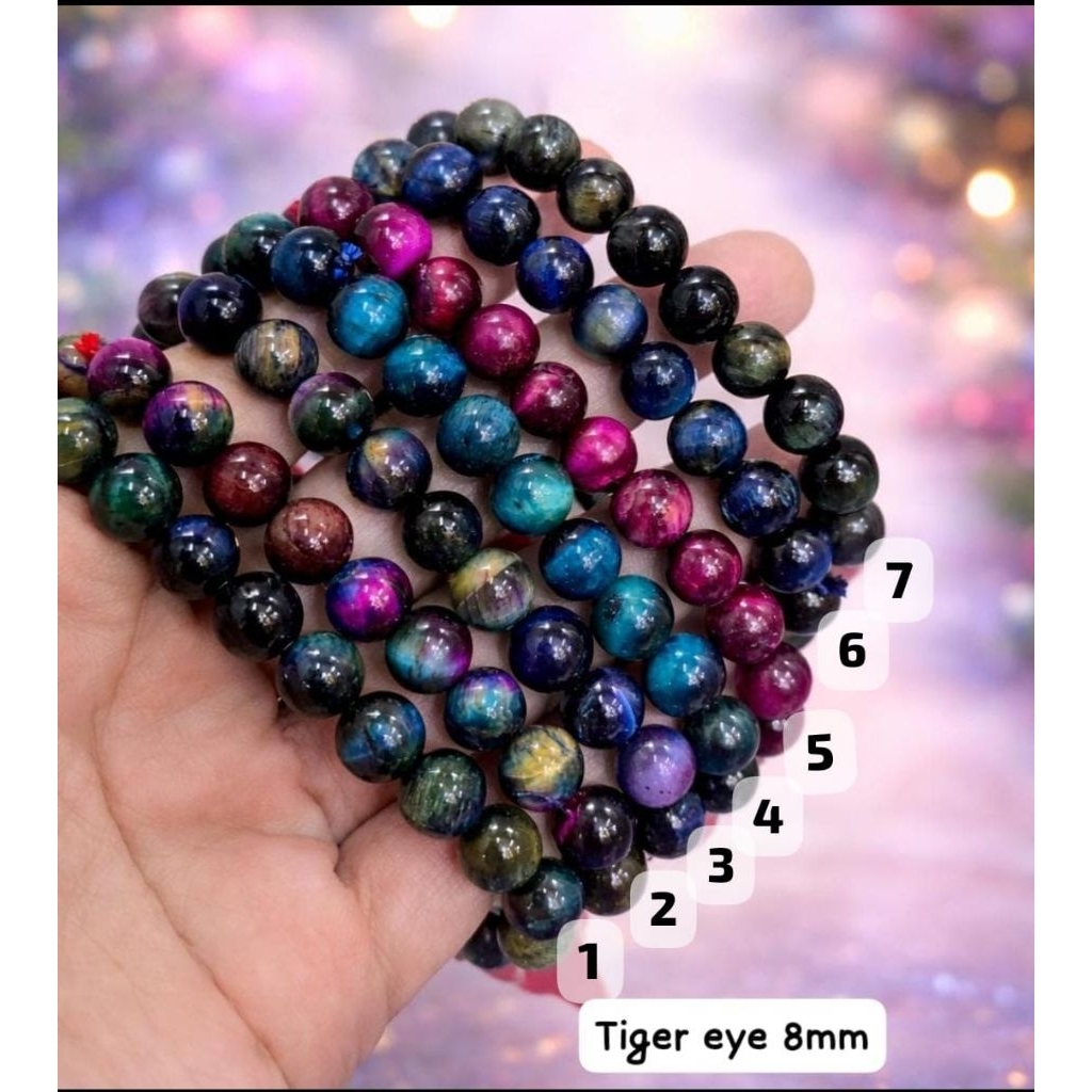 Gelang batu Tiger eye warna