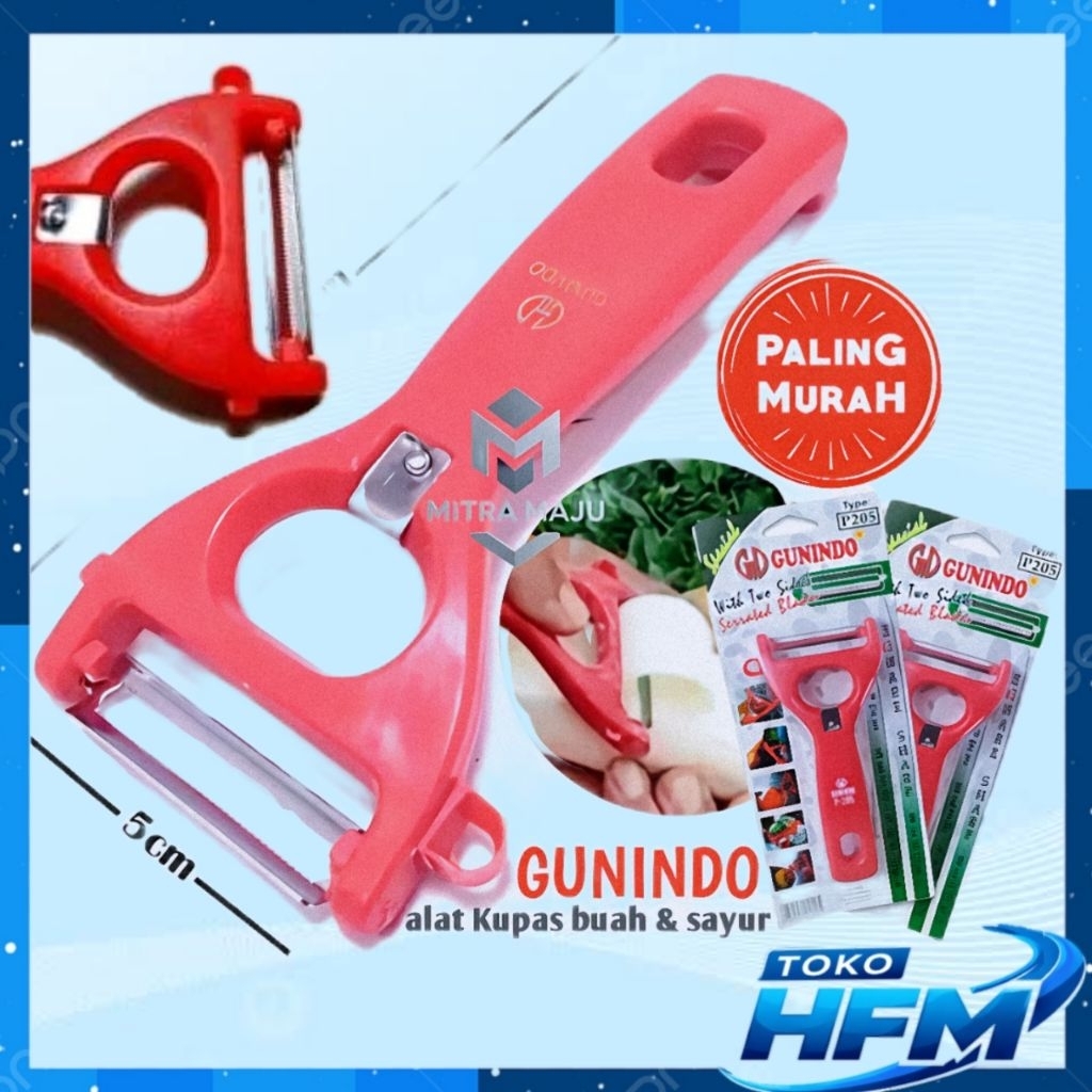 GUNINDO Pengupas Buah Sayur Stainless Steel Tajam | Alat Kupas Kentang Wortel Timun | Peeler Serbagu