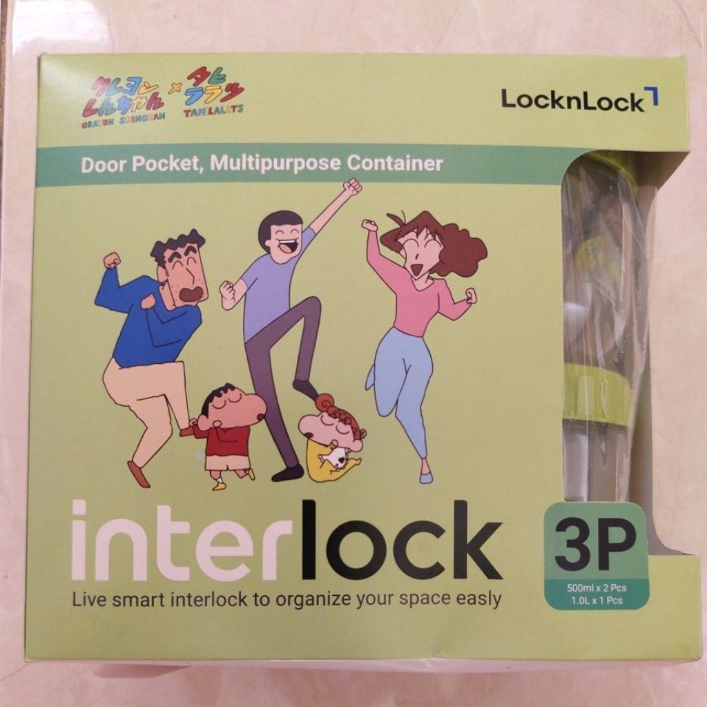 locknlock lock n lock interlock door pocket multipurpose container 3 pcs set crayon shinchan x tahil
