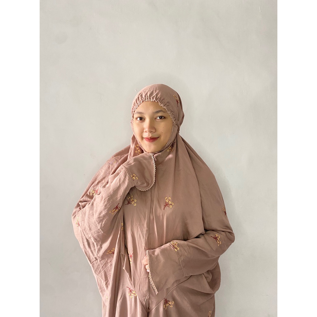 MUKENA TWILL BORDIR TERUSAN JUMBO | MUKENA BORDIR PITA | MUKENA TERUSAN WARNA