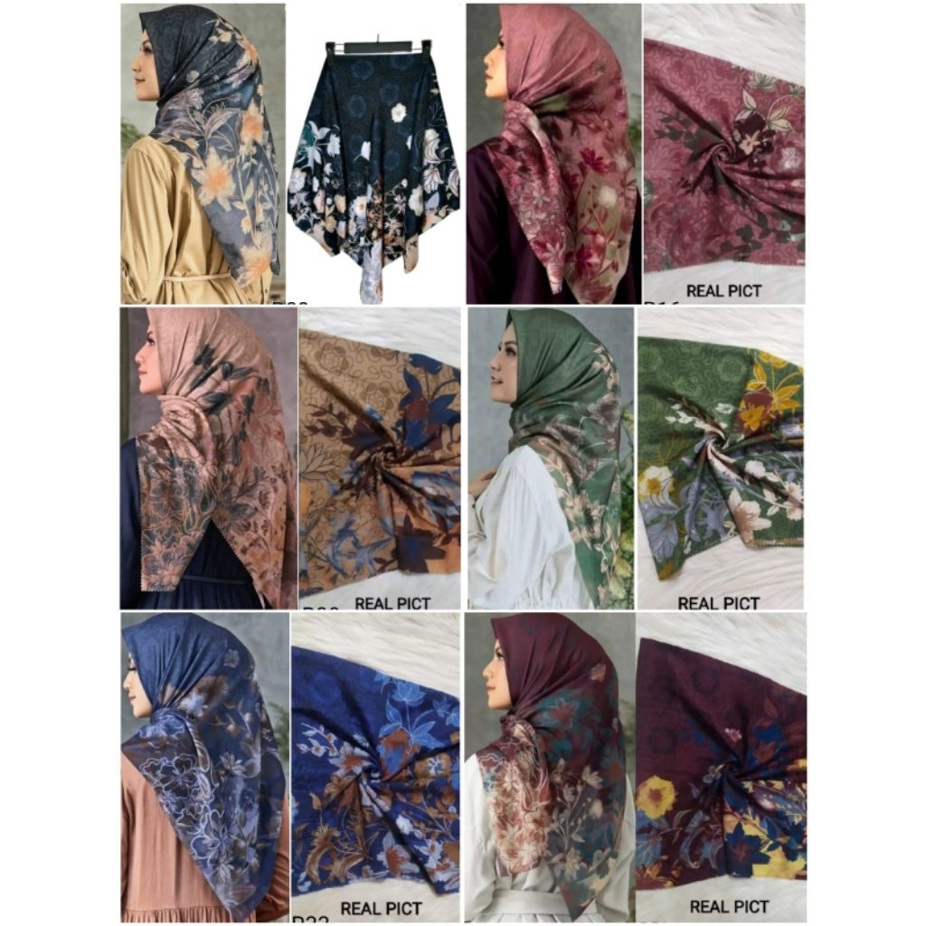 Hijab Segiempat Voal Lasercut Motif Bunga