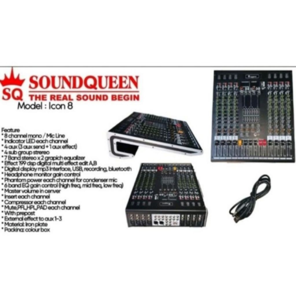 Mixer Soundqueen Icon 8 Channel Usb Bluetooth Original