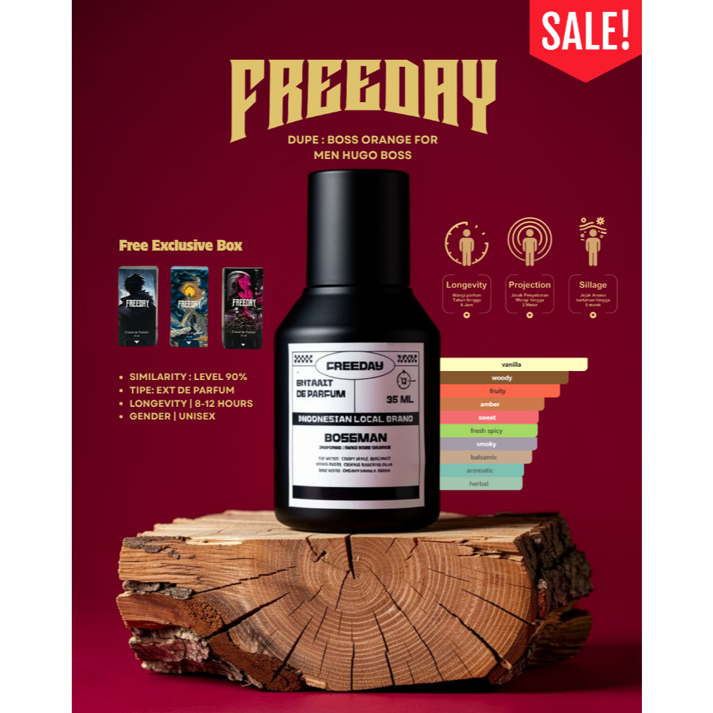 FREEDAY BOSSMAN ORANGE EXTRAIT DE PARFUM 35ML FREE BOX BISA COD