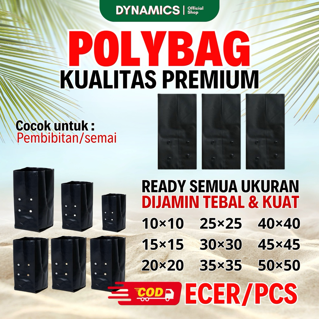 Polybag Tanaman Hitam Tebal ECER | Plastik Polybag Bibit Tanaman Pembibitan Sayur Buah Bunga Semua U