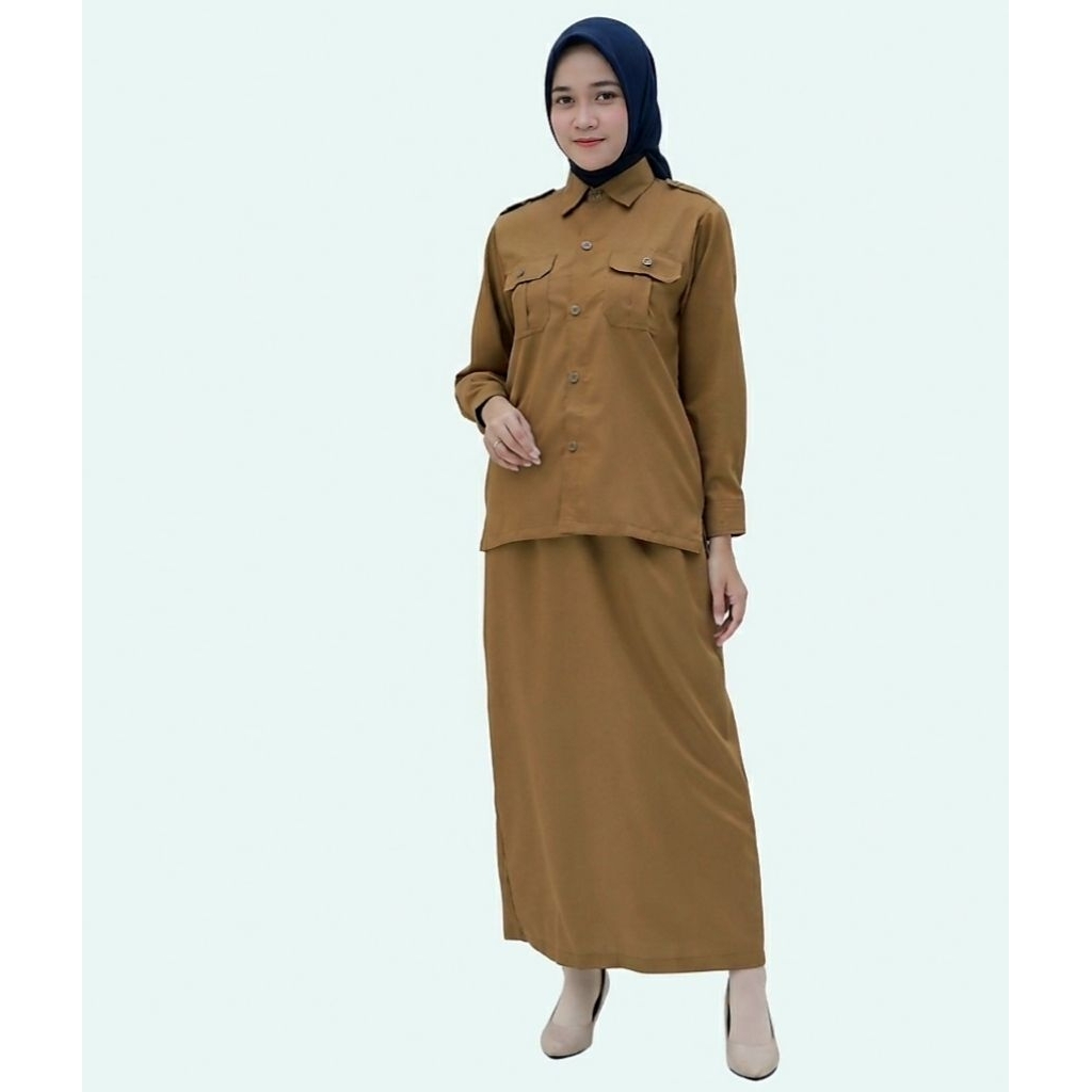 Seragam PNS WANITA warna khaki tua