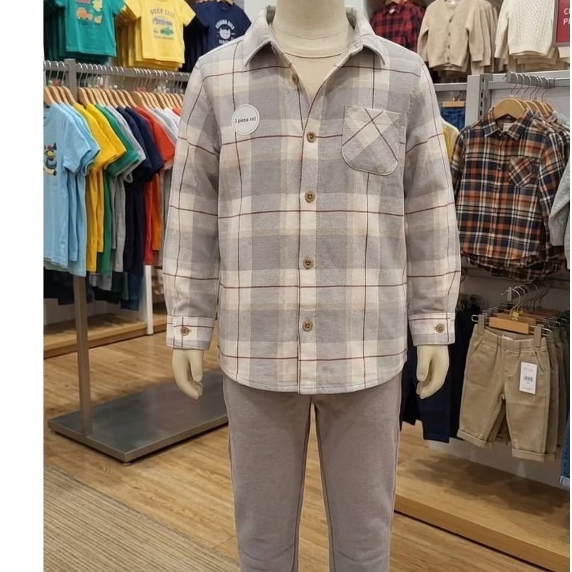 set MOTHERCARE SALE UP TO 50% - set kemeja celana abu kotak