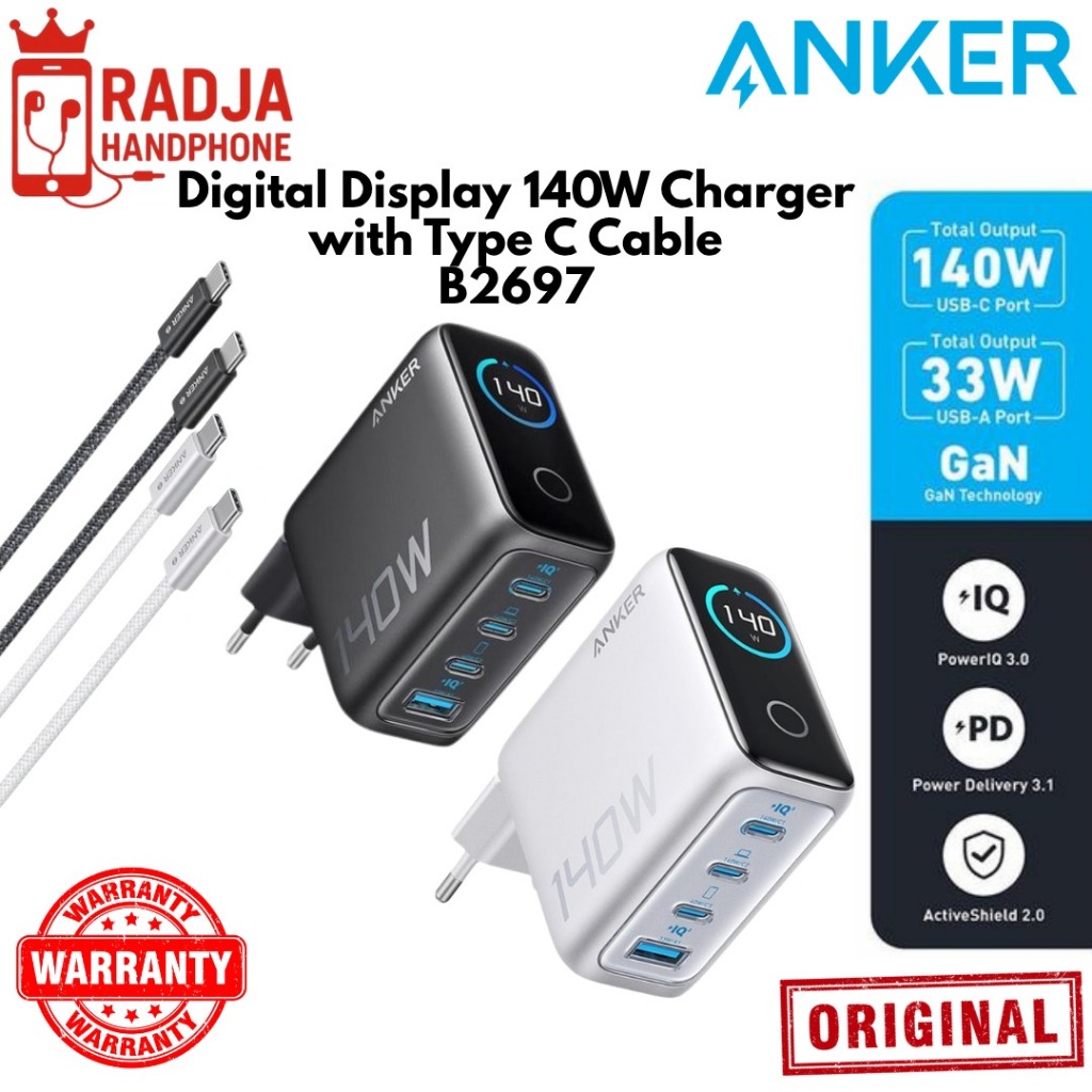 Anker B2697 Charger Digital Display 140W Charger with Type C Cable