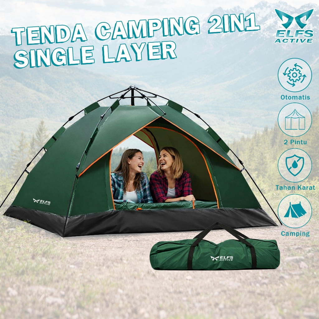 Tenda Camping 2in1 Single Layer Autotamic Tent 1-2 Person