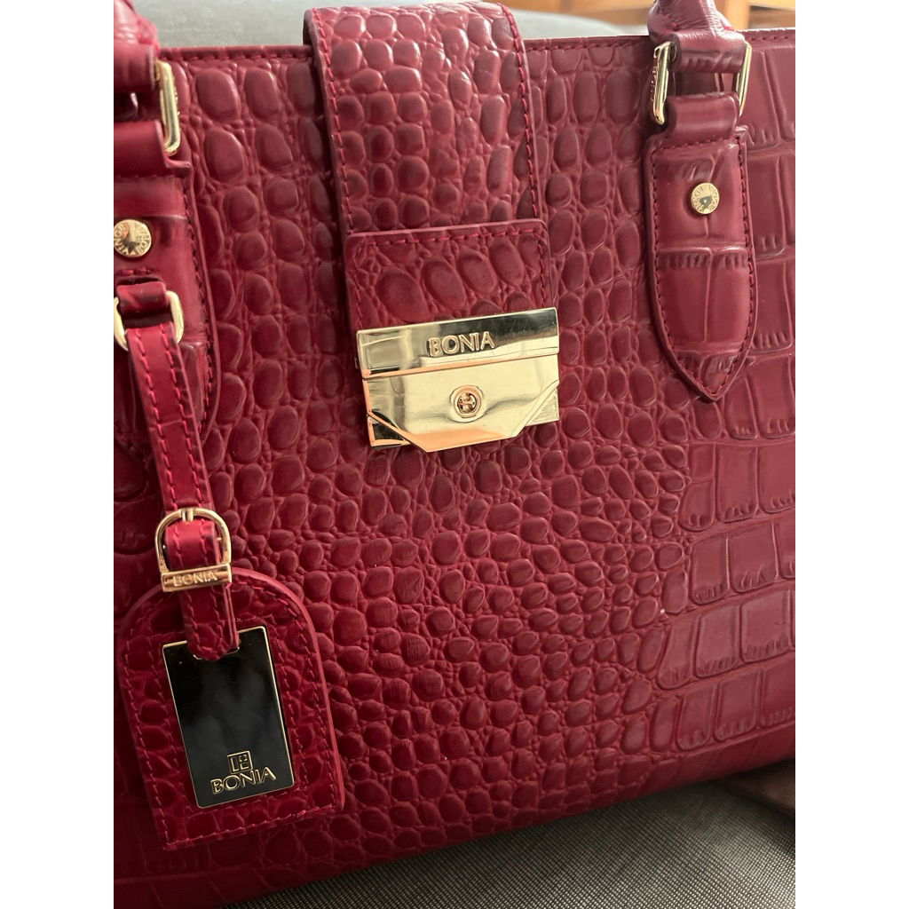 Tas Bonia Motif Croco Merah (Preloved)