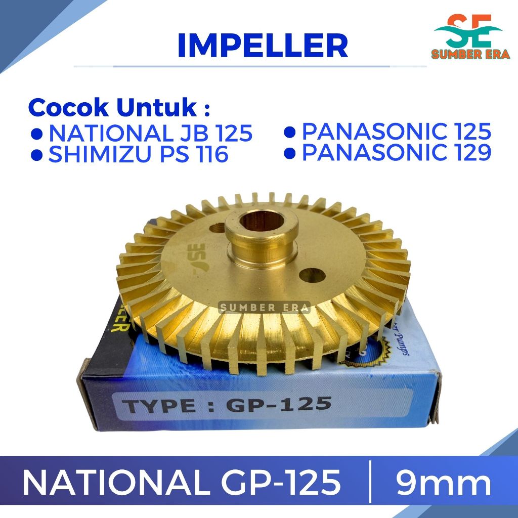 Impeller Kuningan Pompa Air National / Panasonic GP 125 / Shimizu As 9mm