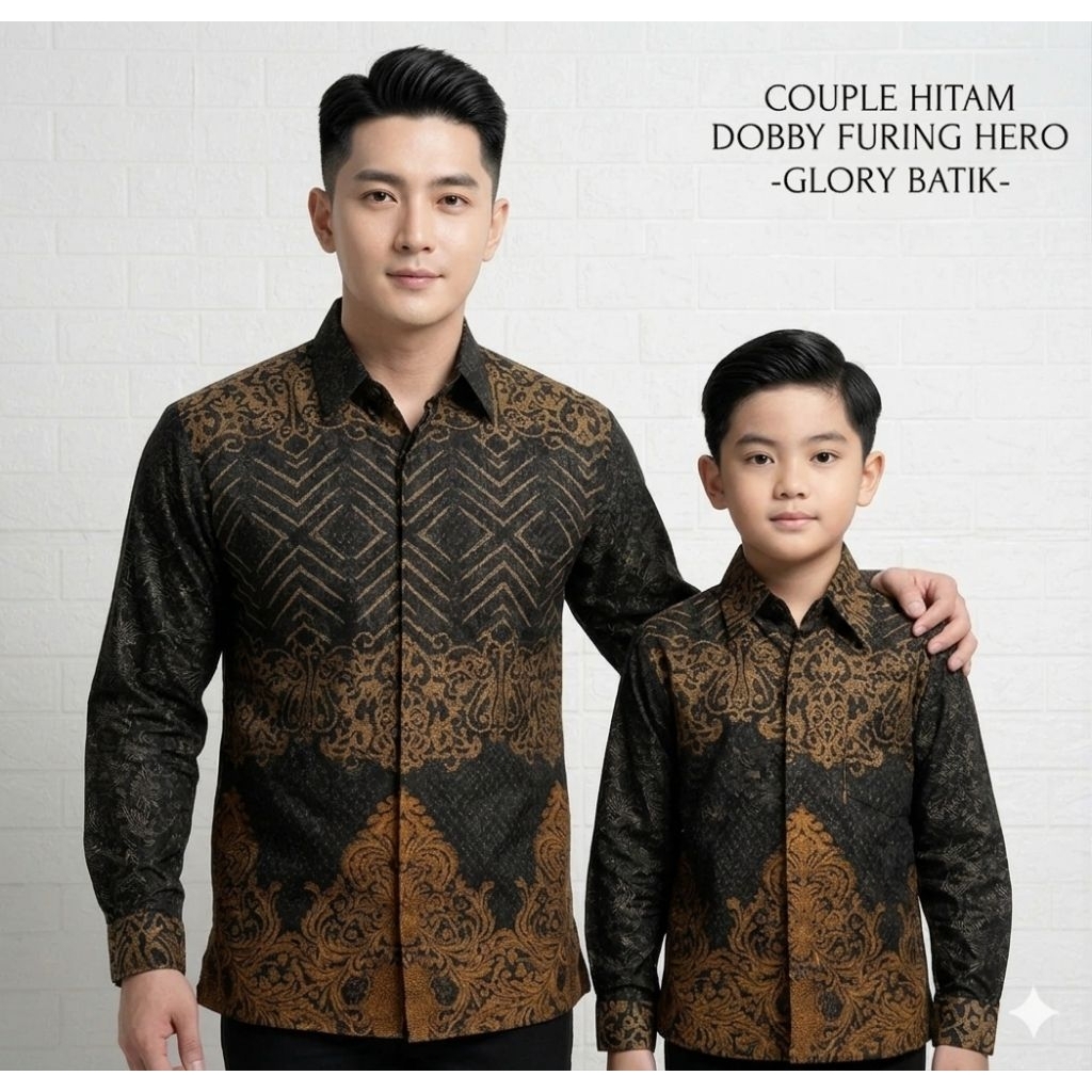 Couple Batik Pria Wanita Dobby Furing Premium | Batik Ayah Anak Dobby Premium | Tunik Batik Wanita D