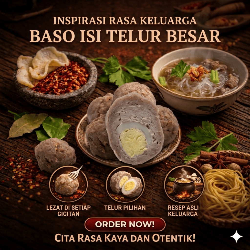 Baso Sapi Isi Telur Puyuh Frozen Food - Bakso Isi Telur Besar / Kecil Tahan Lama Kemasan Vakum