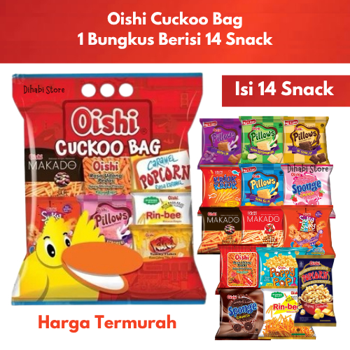 Hampers Snack Oishi - 1 Cuckoo Bag Isi 14 Macam Snack Cocok Untuk Ulang Tahun , Bingkisan Acara Berb