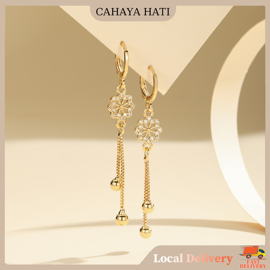 Anting Rumbai Panjang Anting Wanita Anting Wanita Mewah Dilapisi Emas 14K