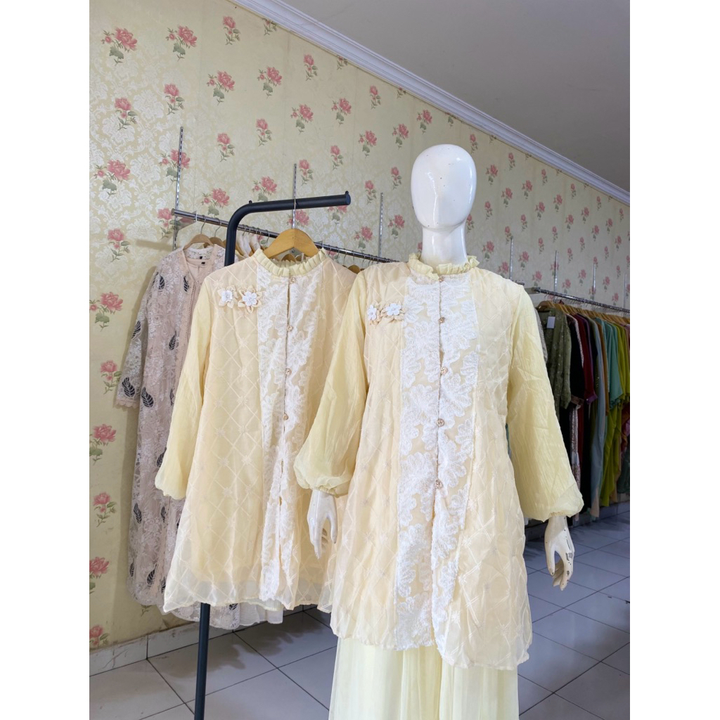 freya tunik/kaftan tunik/tunik brokat/ tunik lace/tunik kondangan/ tunik makassar
