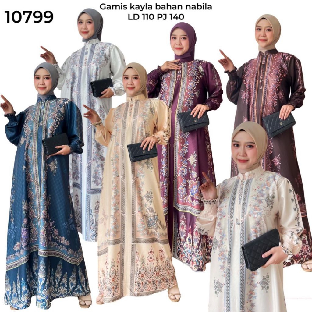 GAMIS KAYLA EXCLUSIVE - Gamis Kayla Bahan Katun Marina Full Digital Printing Mewah Elegant