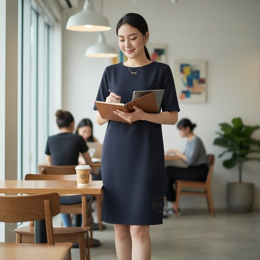 Dress Hitam Polos Formal Kerja Kantor Wanita Murah High Premium Quality K03 Midi Dress Kerja Wanita 