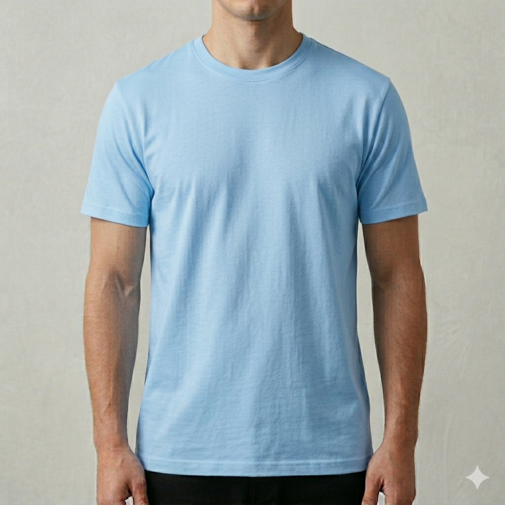 HALEENA - Kaos Katun Polos Warna Biru Langit