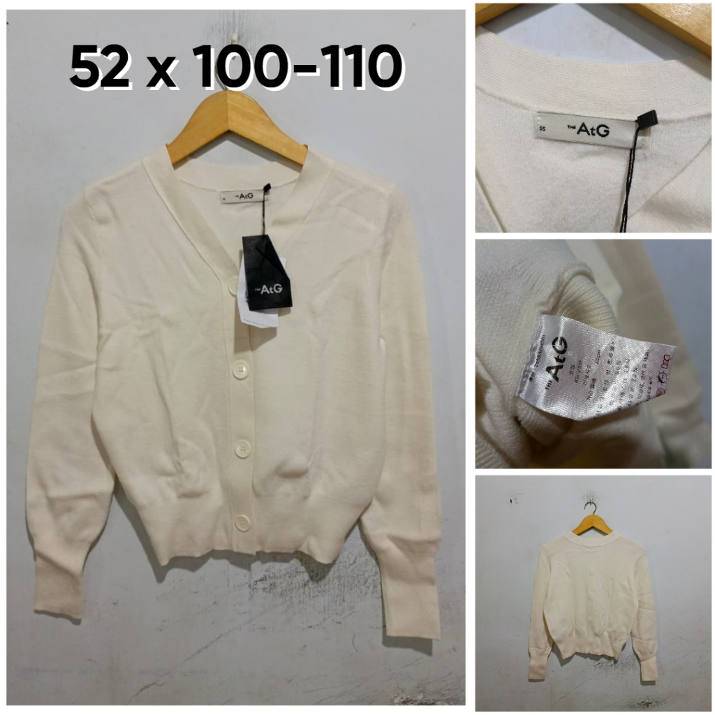 Cardigan The AtG Putih Broken White BW Size M Wanita Bahan Mulus Lembut KL510