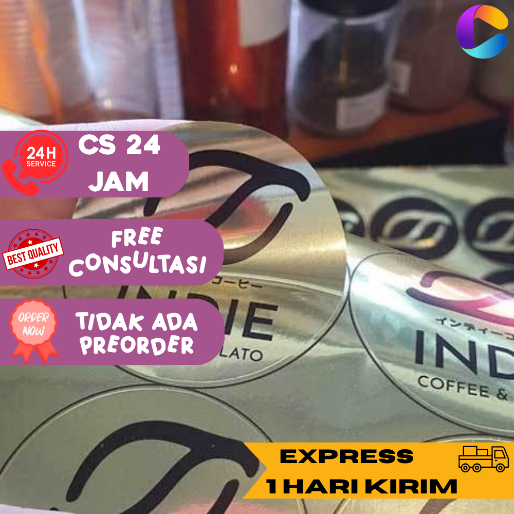 Cetak INC SBGS 2-6  Sticker Cetak Stiker Logo Bahan Gold Custom Sticker Label Makanan Minuman