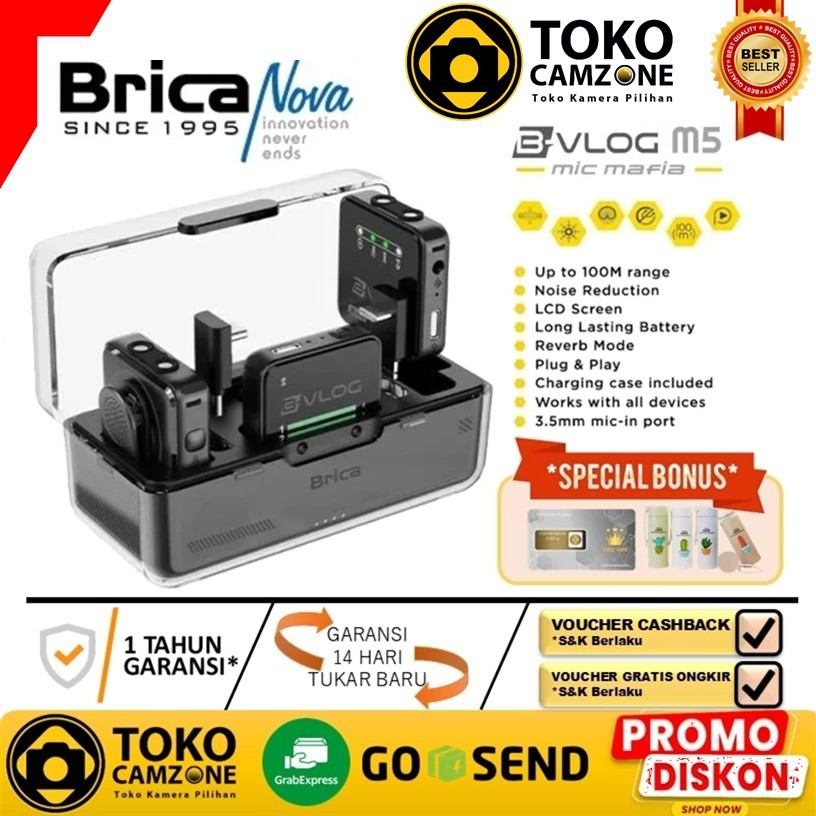 Brica B-VLOG M5 Dual Wireless Microphone - Clip On Mic Vlog - With Charging Case Mic Wireless BVLOG