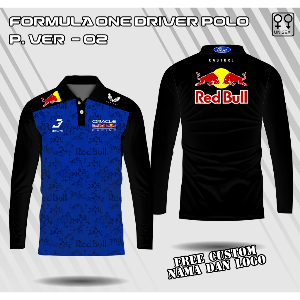 jersey polo formula one team redbull Max Verstappen lengan panjang baju f 1 redbull racing kaos team