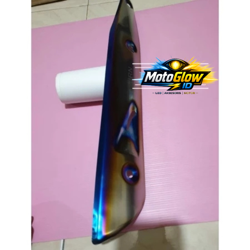 Tameng Knalpot Cover Knalpot Titanium Blue Gold Wave Kharisma Supra X 125
