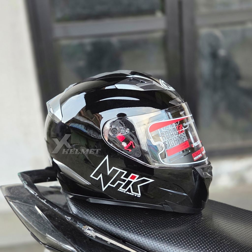 NHK RX9 SOLID BLACK GLOSSY DOUBLE VISOR Helm fullface Nhk rx9 double kaca