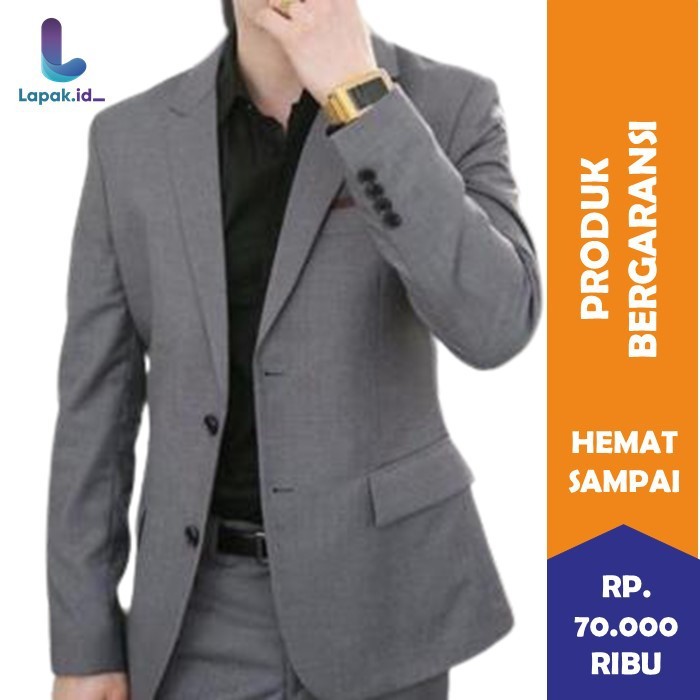 Jas Pria Formal Slim Fit – Jas Hitam & Abu untuk Wisuda, Nikah, Acara Resmi
