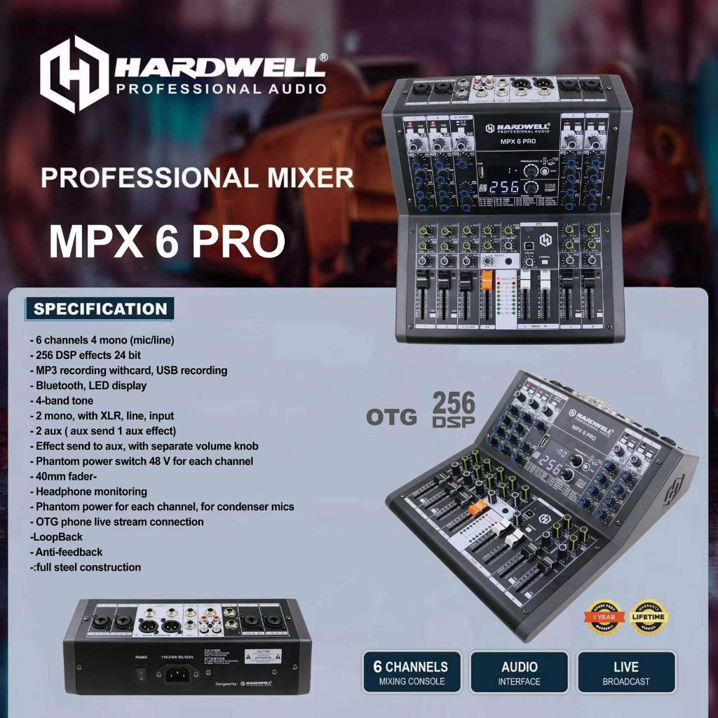 Mixer 6 channel HARDWELL MPX 6 pro original
