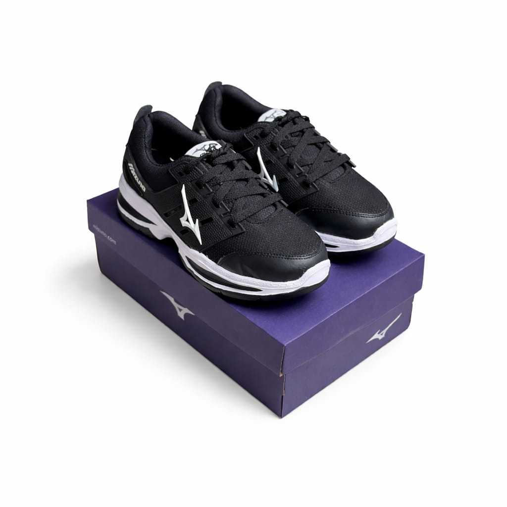 Sepatu Mizuno Pria Model Running Hitam Putih - Sepatu Olahraga Volly - Spatu Sneakers Pria Wanita Or