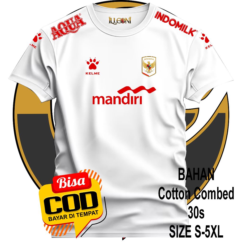 BIG SIZE (S-5XL) Kaos Timnas Indonesia Kelme Full Sponsor |Aqua Mandiri Indomilk | Kaos Training Tim